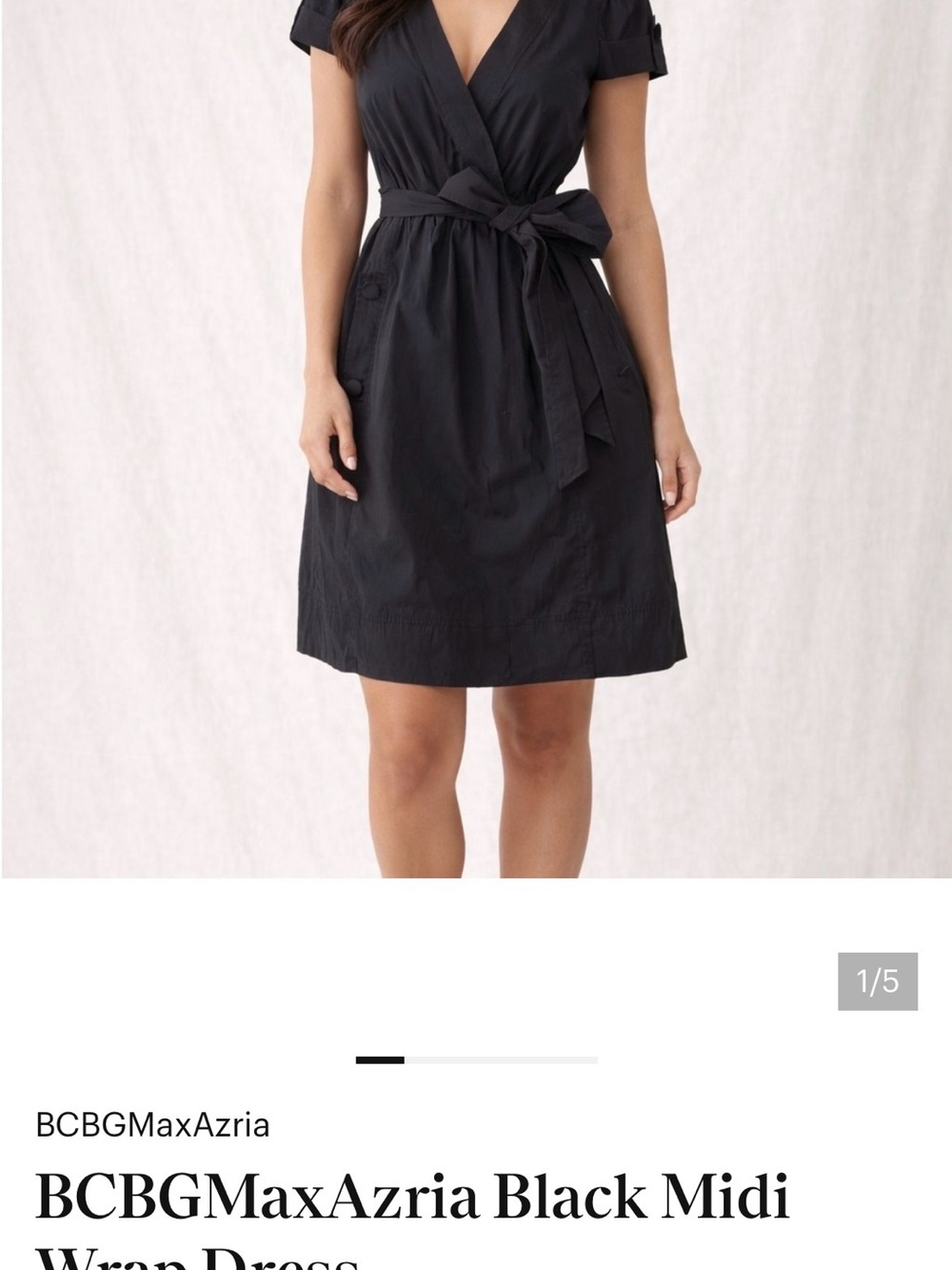 BCBGMaxAzria Black Short-Sleeve Wrap Midi Dress